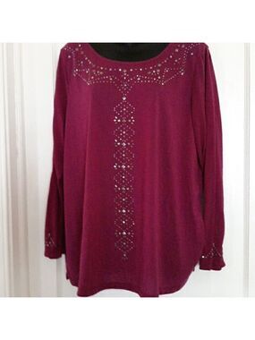 Karen Brooks purple sequin long sleeve top